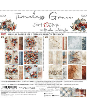 Craft O'Clock Timeless Grace 8x8 Inch Medium Papers Set (CC-C81-TG-09)