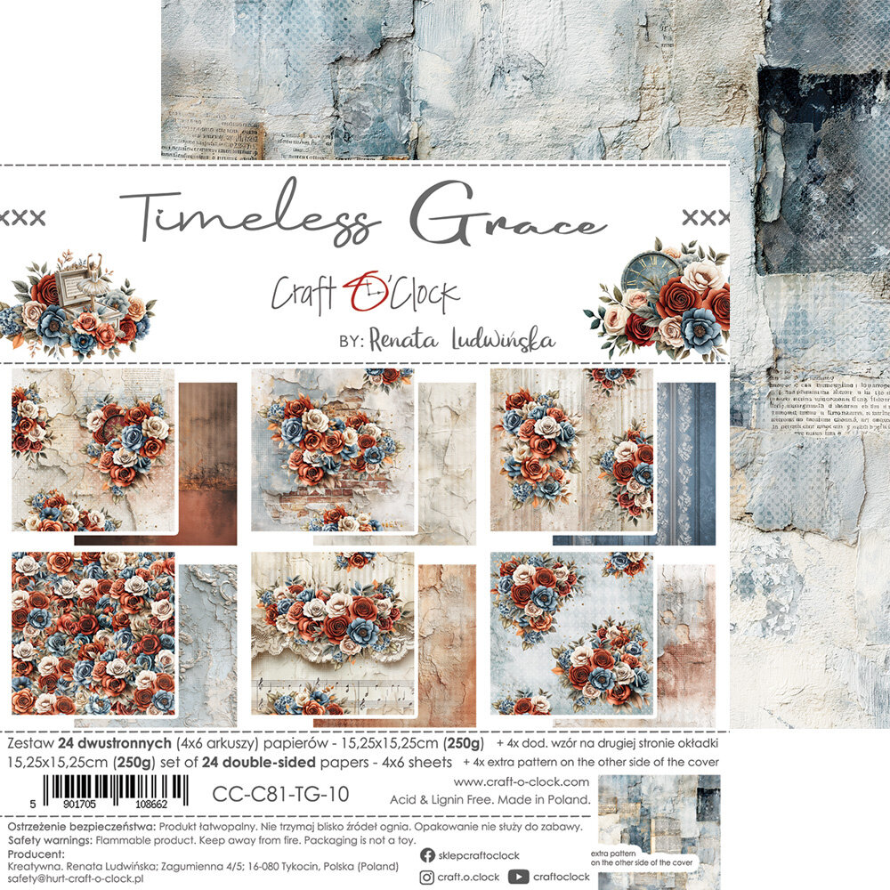 Craft O'Clock Timeless Grace 6x6 Inch Paper Set (CC-C81-TG-10)