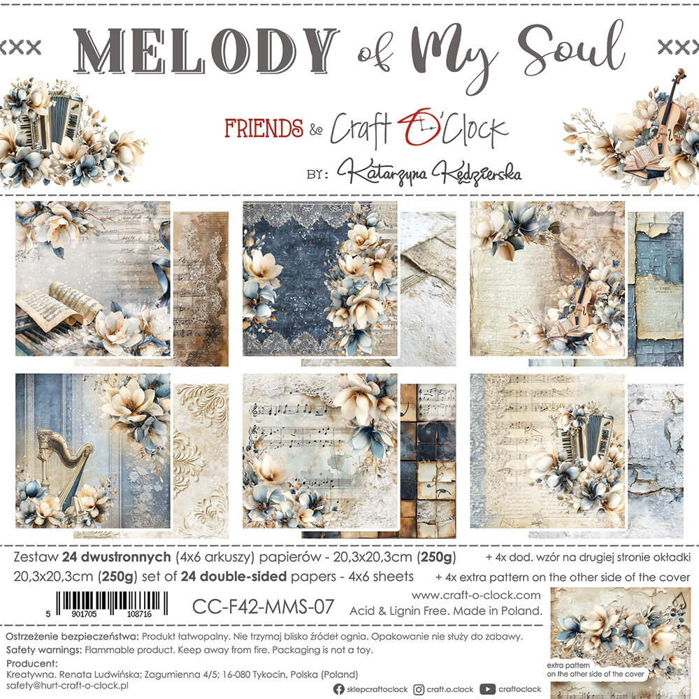 Craft O'Clock Melody of My Soul 8x8 Inch Paper Set (CC-F42-MMS-07)