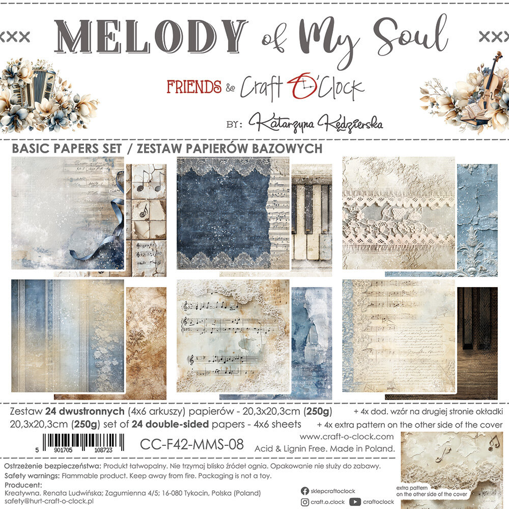 Craft O'Clock Melody of My Soul 8x8 Inch Basic Papers Set (CC-F42-MMS-08)
