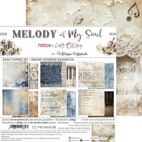 Craft O'Clock Melody of My Soul 8x8 Inch Basic Papers Set (CC-F42-MMS-08)