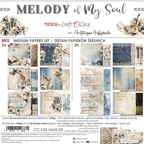 Craft O'Clock Melody of My Soul 8x8 Inch Medium Papers Set (CC-F42-MMS-09)