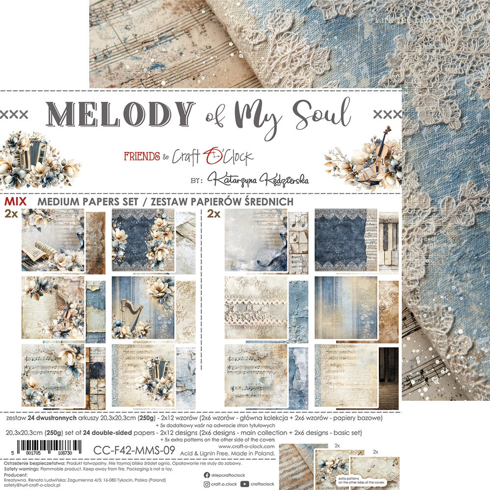Craft O'Clock Melody of My Soul 8x8 Inch Medium Papers Set (CC-F42-MMS-09)