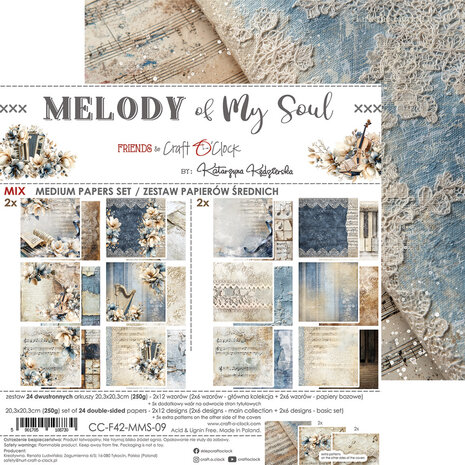 Craft O'Clock Melody of My Soul 8x8 Inch Medium Papers Set (CC-F42-MMS-09)