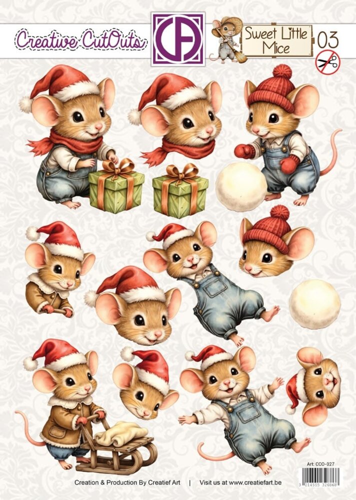 Creatief Art Sweet Little Mice Christmas 03 Creative CutOuts (CCO-027) Creatief Art Sweet Little Mice Christmas 03 Creative CutOuts (CCO-027)