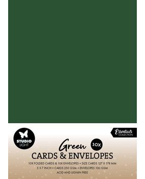 Studio Light Cards & Envelopes 5x7 Inch Christmas Green - White Envelopes (10/10pcs) (SL-CO-CE16) (BASIC)