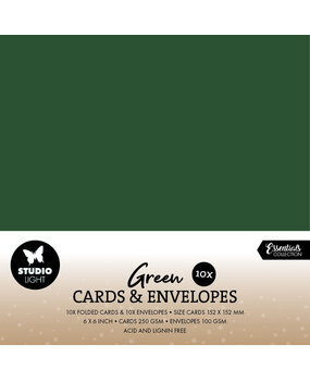Studio Light Cards & Envelopes 6x6 Inch Christmas Green - White Envelopes (10/10pcs) (SL-CO-CE18) (BASIC)
