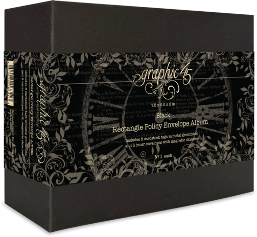 Graphic 45 Rectangle Policy Envelope Album Black (4503127)