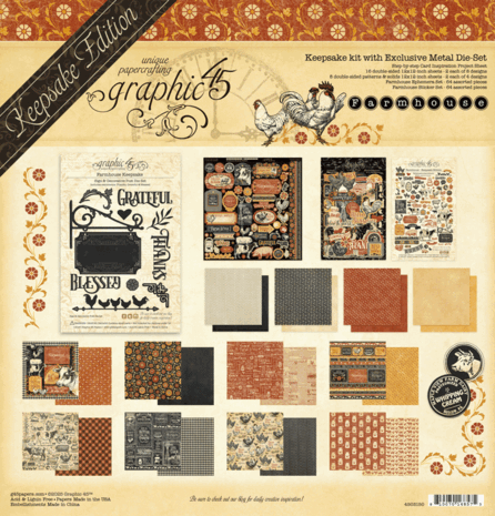 Graphic 45 Farmhouse Keepsake Kit with Exclusive Metal Die-Set (4503150)