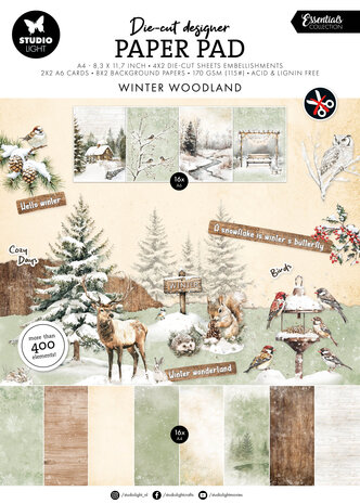 Studio Light Winter Woodland Essentials Die-cut Designer Paper Pad (SL-ES-DCPP387)