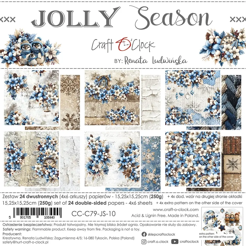 Craft O'Clock Jolly Season 6x6 Inch Paper Set (CC-C79-JS-10)