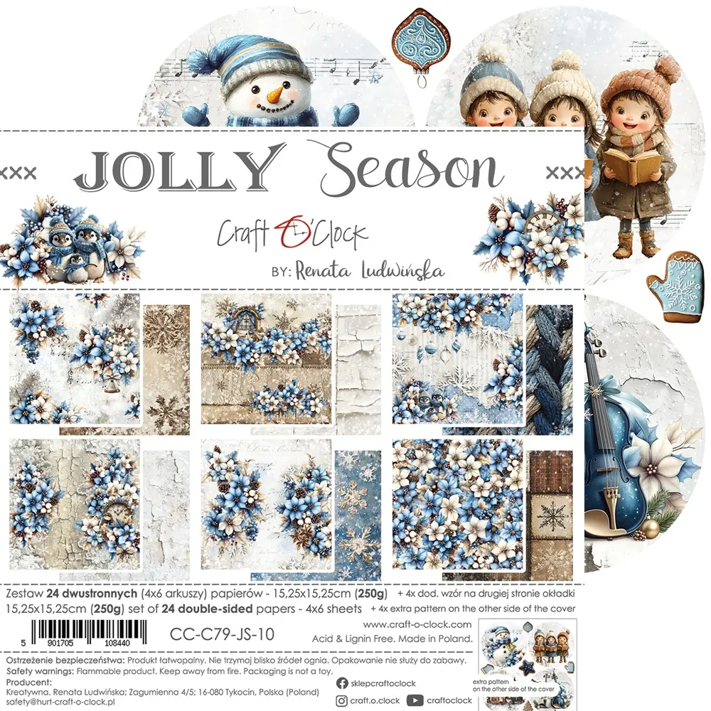 Craft O'Clock Jolly Season 6x6 Inch Paper Set (CC-C79-JS-10)