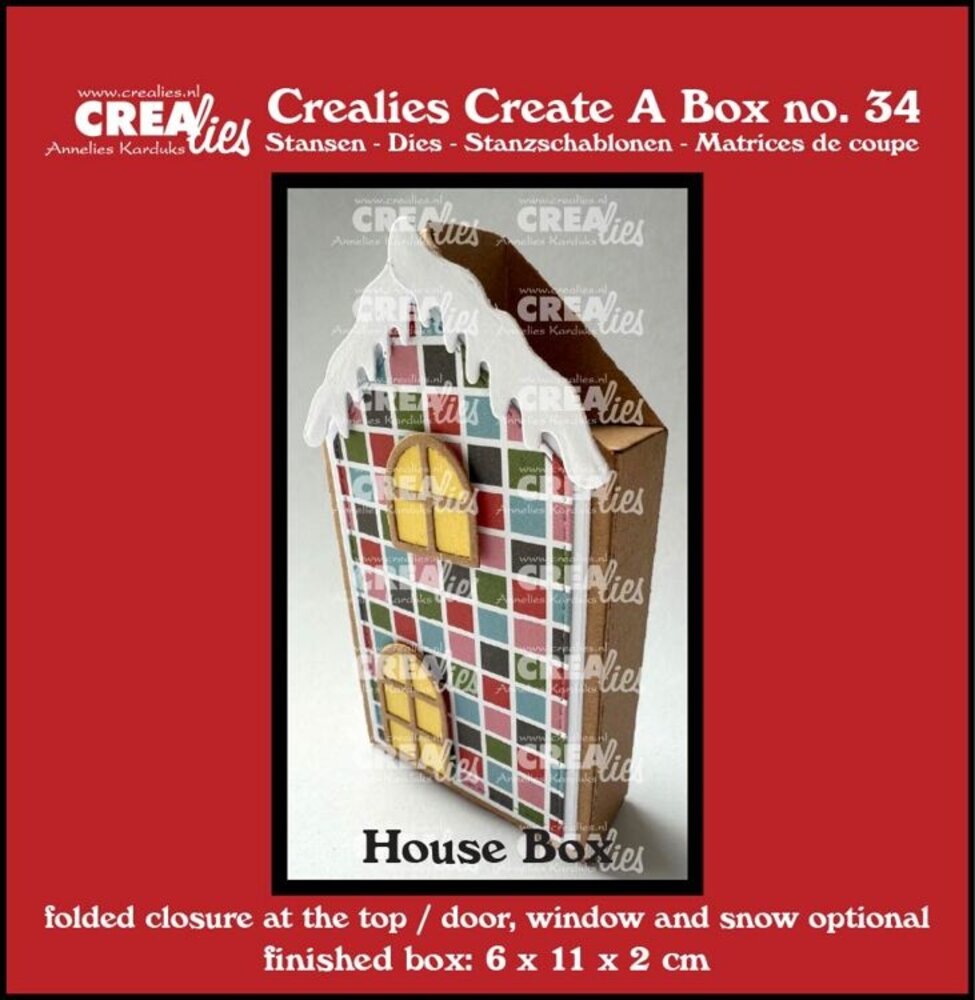 Crealies Create A Box Dies Flat Box House with Door, Window and Snow (CCAB34)