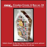 Crealies Create A Box Stansen Platte Doos Huis Midden Met Deur, Raam En Sneeuw (CCAB34)