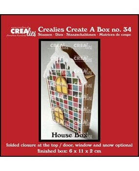 Crealies Create A Box Dies Flat Box House with Door, Window and Snow (CCAB34)
