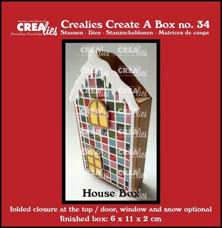 Crealies Create A Box Dies Flat Box House with Door, Window and Snow (CCAB34)