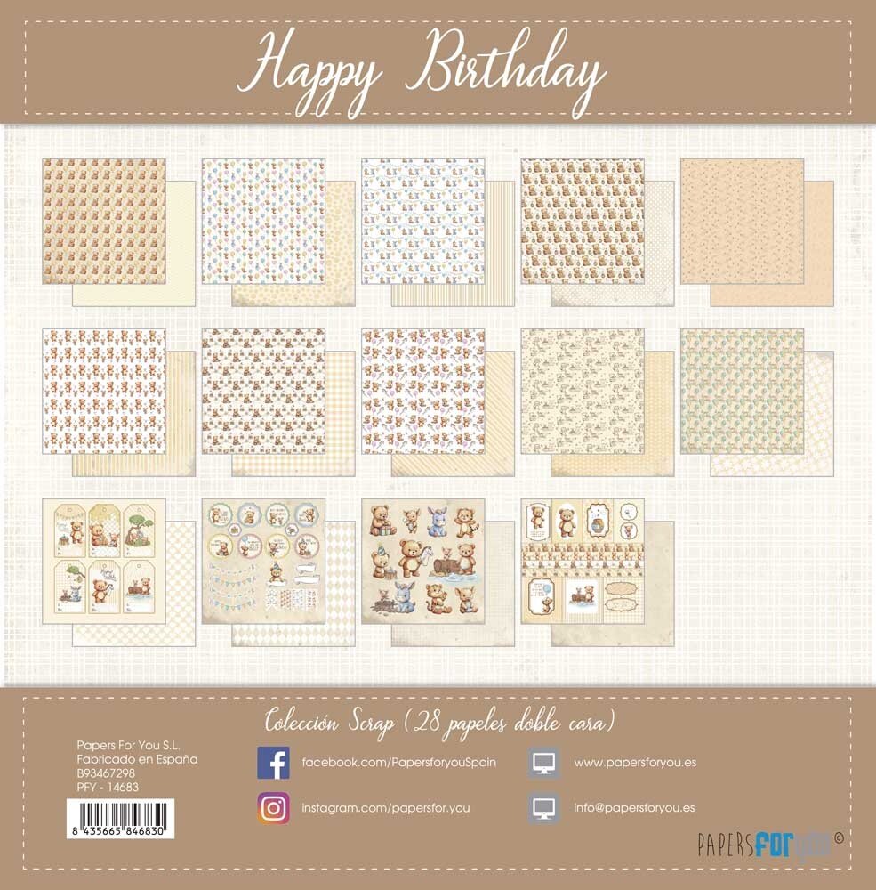 Papers For You Happy Birthday 8x8 Inch Scrap Paper Pack (28pcs) (PFY-14683) Papers For You Happy Birthday 8x8 Inch Scrap Paper Pack (28pcs) (PFY-14683)