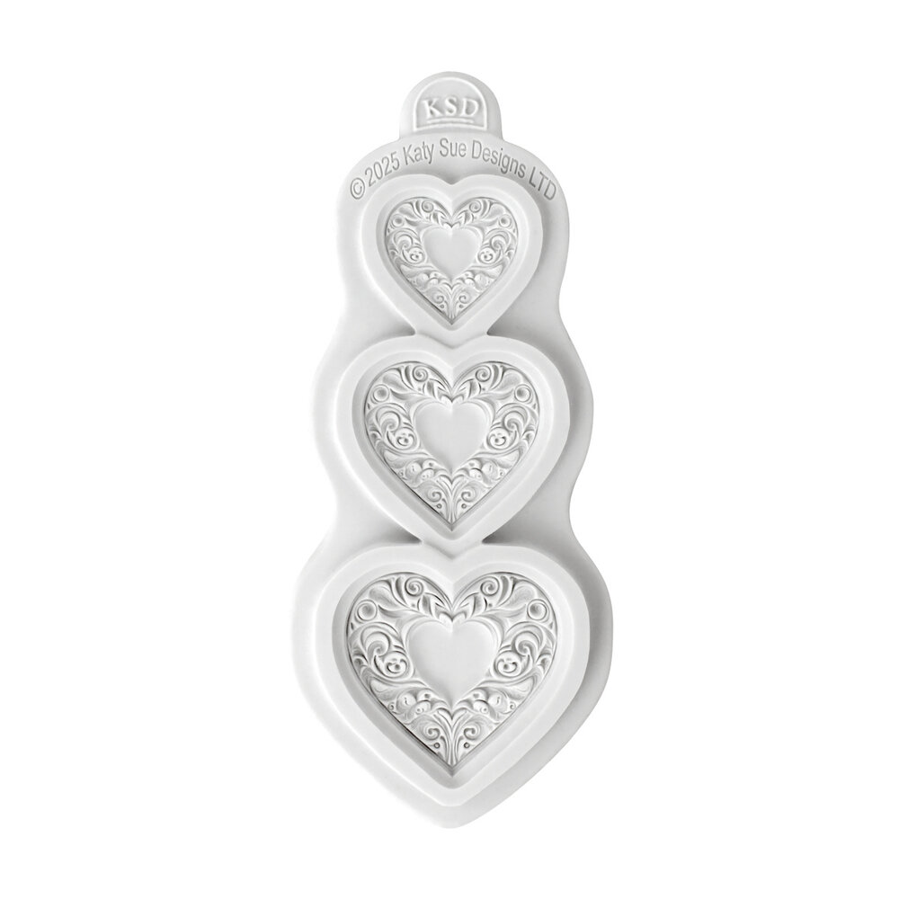 Katy Sue Designs Cosmic Shimmer Silicone Mould Ornate Heart Trio (CE0151-CS)