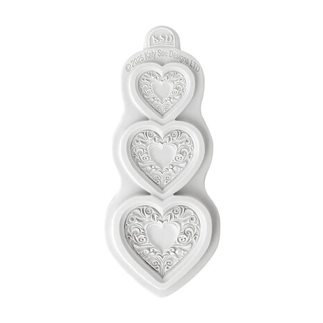 Katy Sue Designs Cosmic Shimmer Silicone Mould Ornate Heart Trio (CE0151-CS)