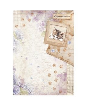 Stamperia Quiet Days A4 Rice Paper Kitten (6pcs) (DFSA41072)