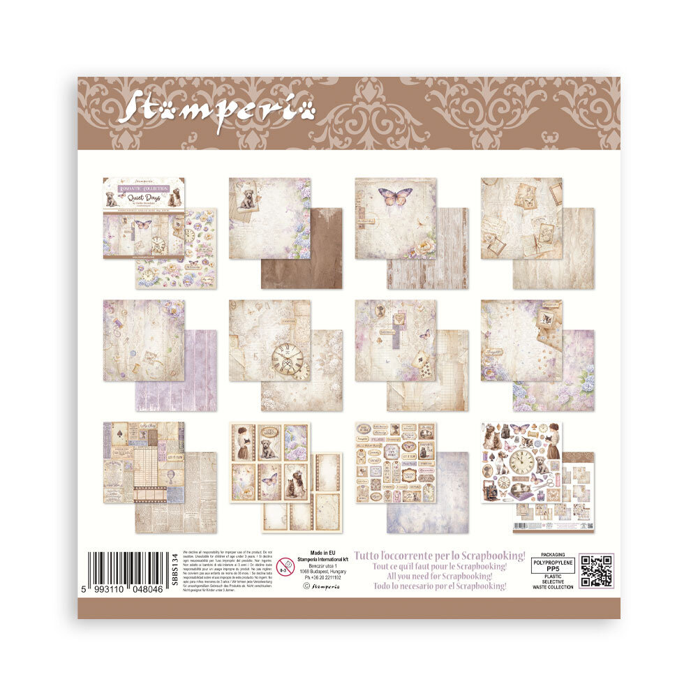 Stamperia Quiet Days 8x8 Inch Paper Pack (SBBS134)