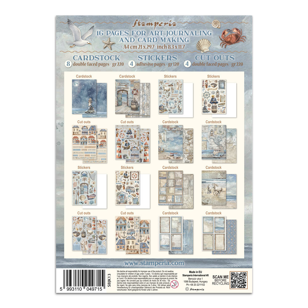 Stamperia Silent Sea Junk Journal stickers, Backgrounds, Cut-Outs (SBJK13)