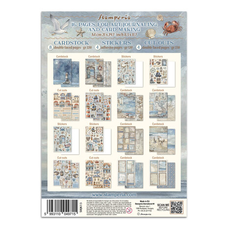 Stamperia Silent Sea Junk Journal stickers, Backgrounds, Cut-Outs (SBJK13)