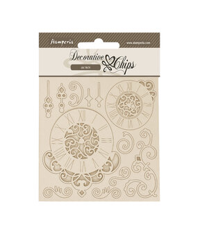 Stamperia Quiet Days Decorative Chips Clock & Swirls (SCB276)