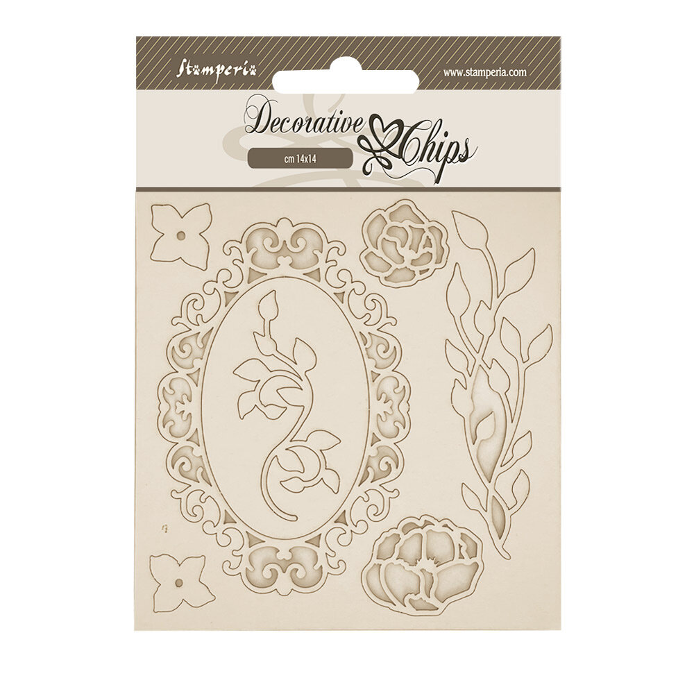 Stamperia Quiet Days Decorative Chips Frame with Flowers (SCB277) Stamperia Quiet Days Decorative Chips Frame with Flowers (SCB277)