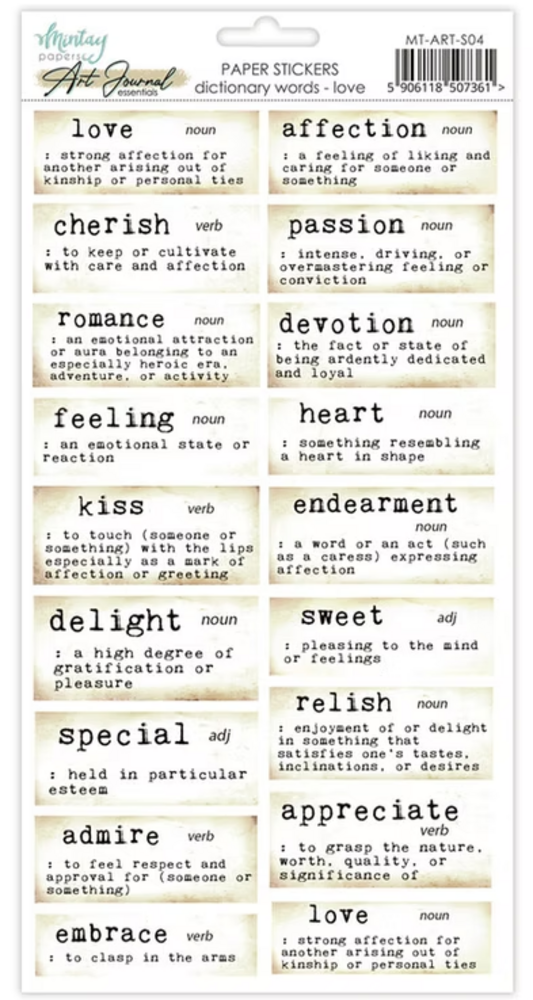 Mintay Art Journal Paper Stickers 6x12 Inch Dictionary Words Love (MT-ART-S04) Mintay Art Journal Paper Stickers 6x12 Inch Dictionary Words Love (MT-ART-S04)