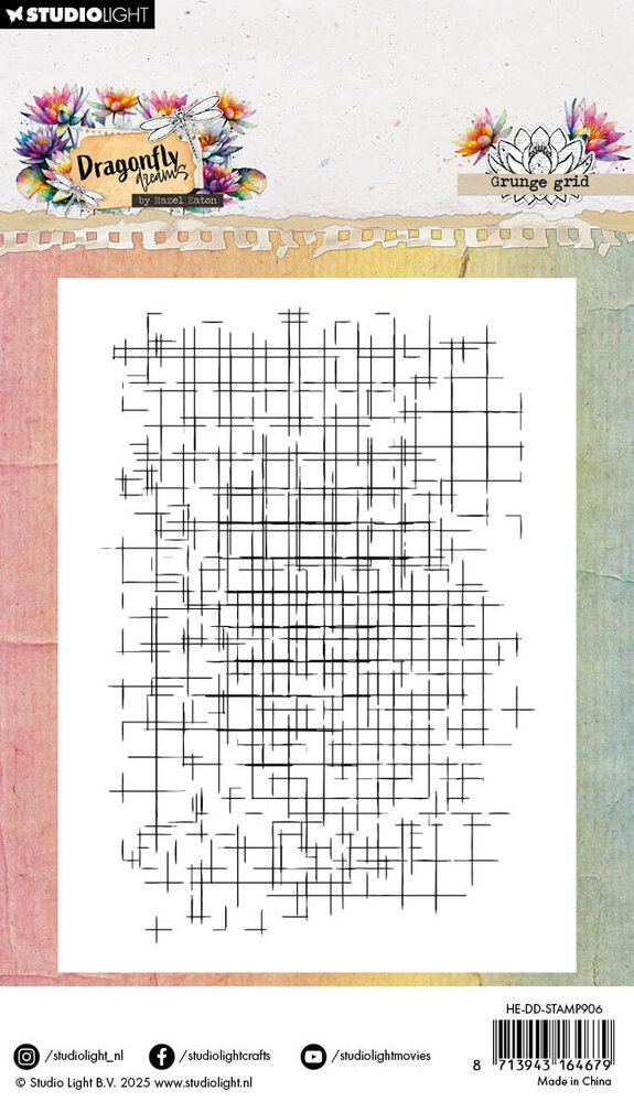 Studio Light Dragonfly Dreams Clear Stamp Grunge Grid (HE-DD-STAMP906)