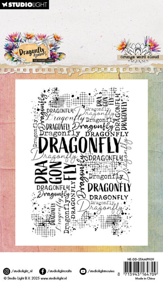 Studio Light Dragonfly Dreams Clear Stamp Grunge Word Cloud (HE-DD-STAMP909)
