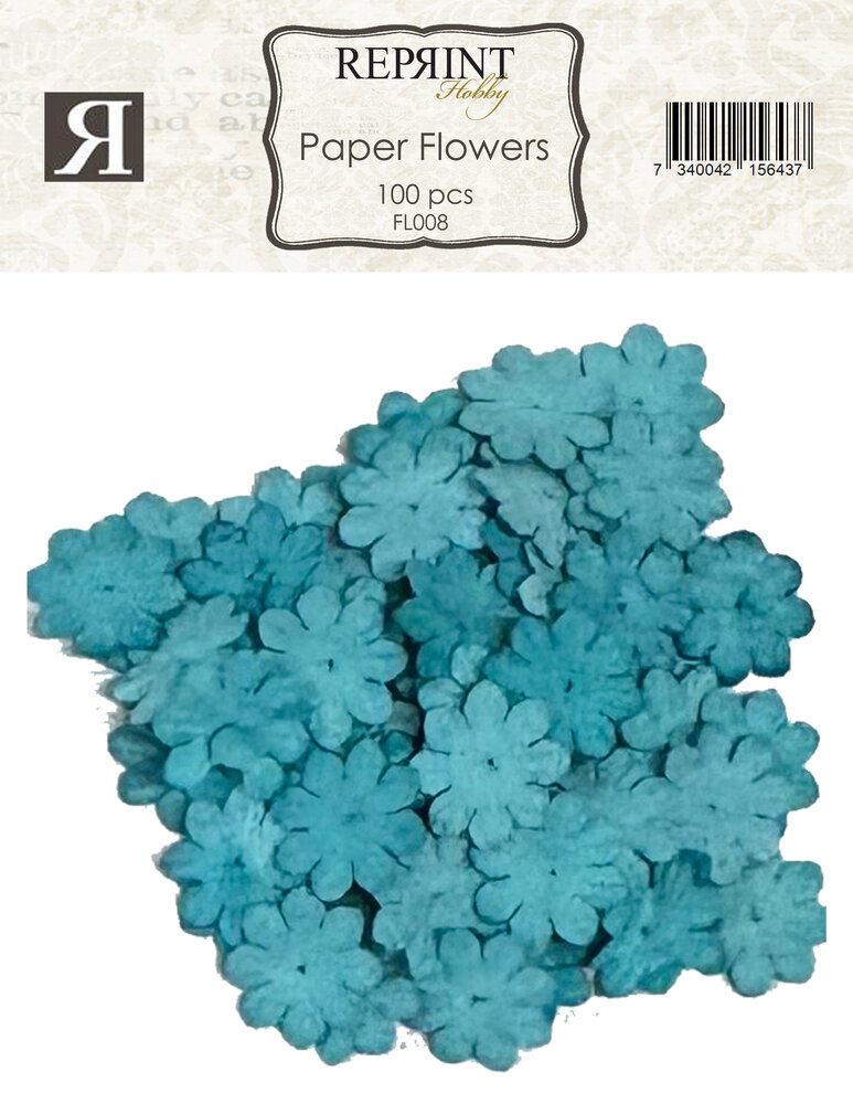 Reprint Paper Flowers Turqouise (100pcs) (FL008)