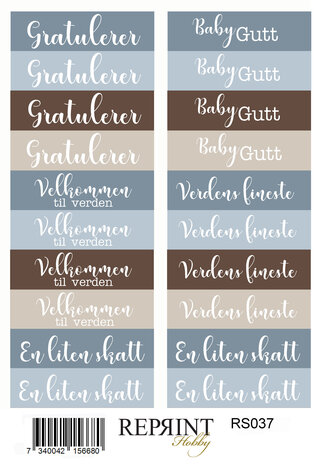 Reprint Happiness Baby Boy 10x20cm Stickers (RS031)