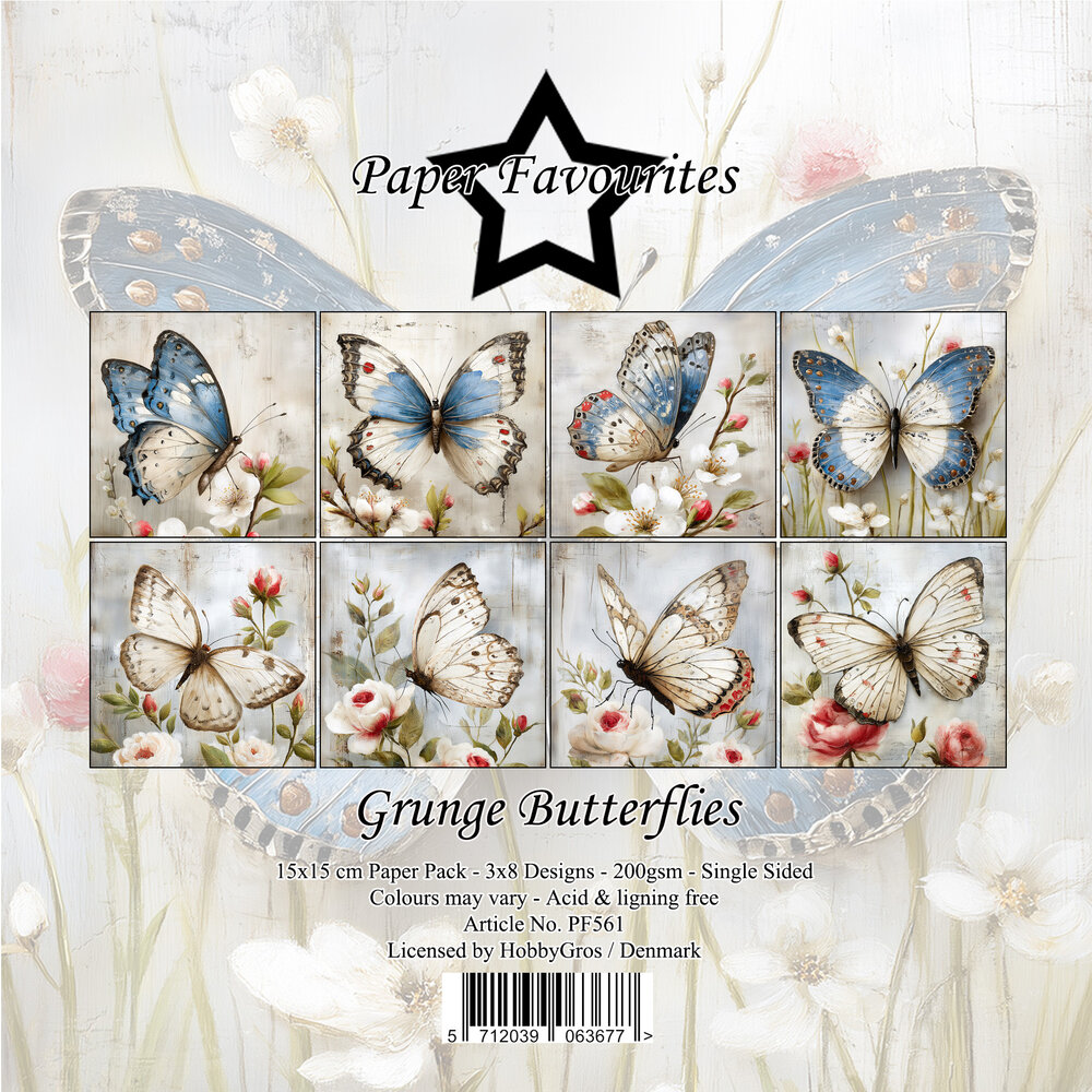 Paper Favourites Grunge Butterflies 6x6 Inch Paper Pad (PF561) Paper Favourites Grunge Butterflies 6x6 Inch Paper Pad (PF561)