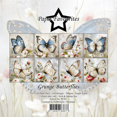 Paper Favourites Grunge Butterflies 6x6 Inch Paper Pad (PF561) Paper Favourites Grunge Butterflies 6x6 Inch Paper Pad (PF561)