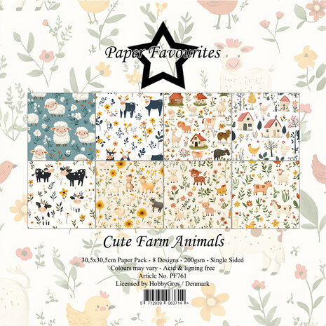 Paper Favourites Cute Farm Animals 12x12 Inch Paper Pad (PF761)