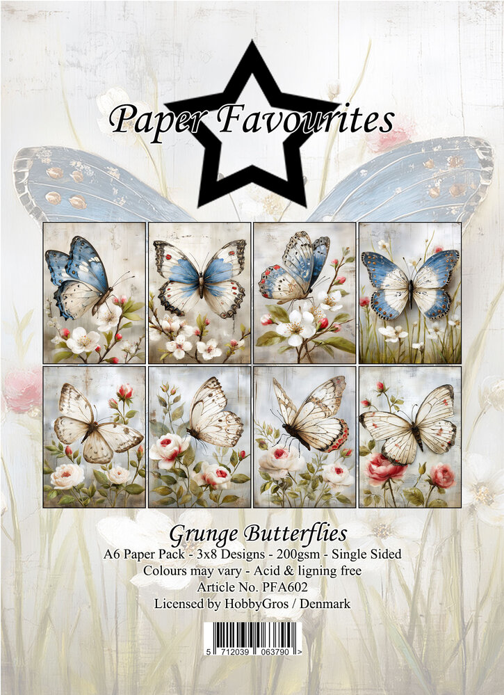 Paper Favourites Grunge Butterflies A6 Paper Pad (PFA602)