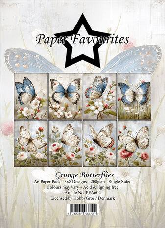 Paper Favourites Grunge Butterflies A6 Paper Pad (PFA602)
