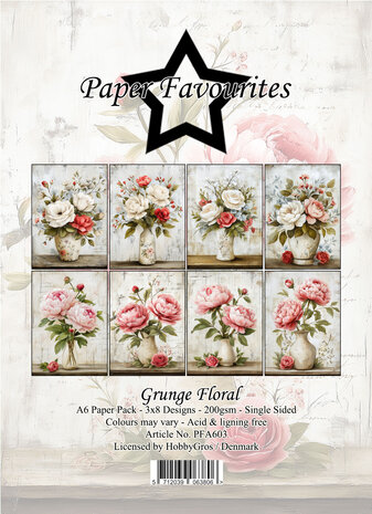 Paper Favourites Grunge Floral A6 Paper Pad (PFA603)