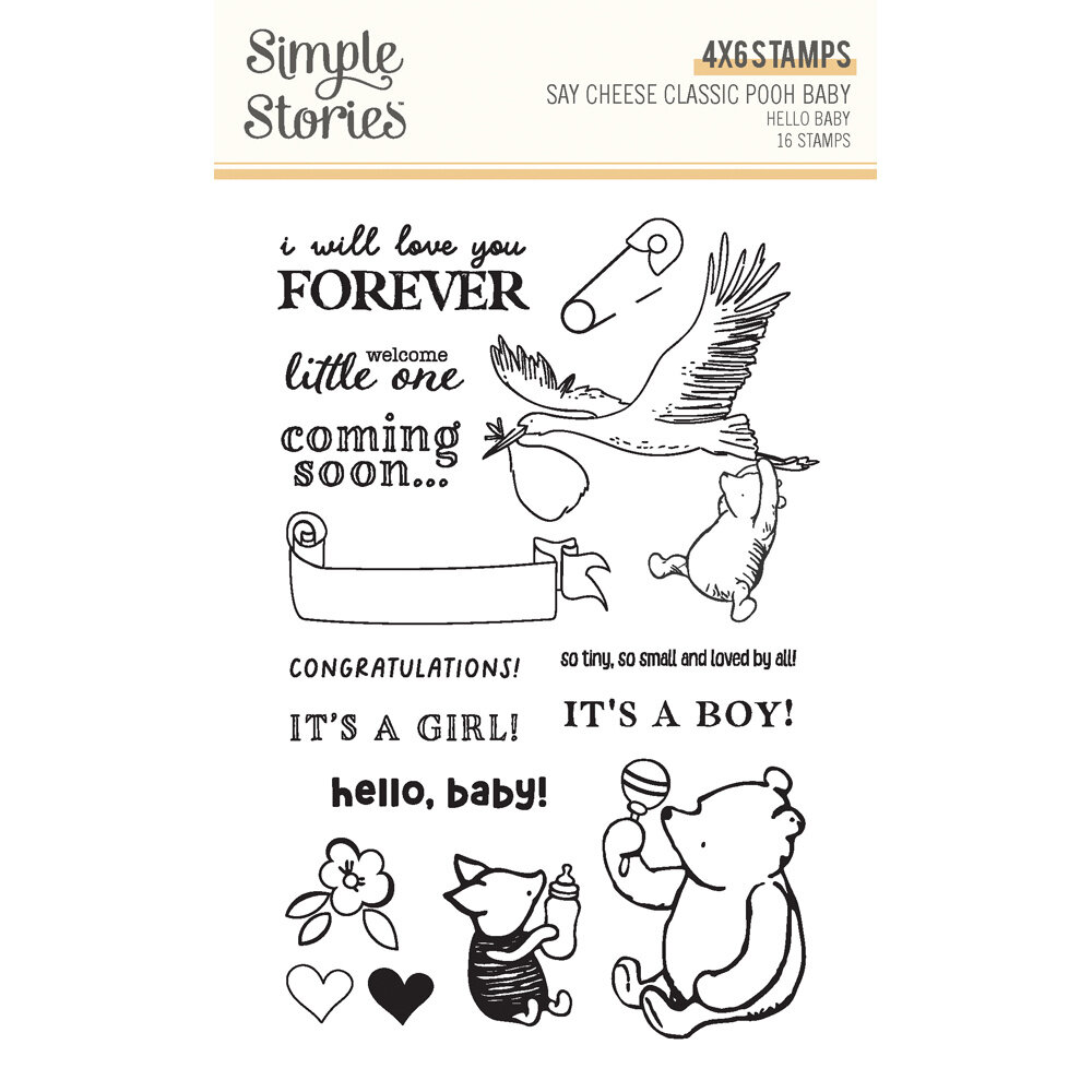 Simple Stories Say Cheese Classic Pooh Baby Stamps Hello Baby (25824)