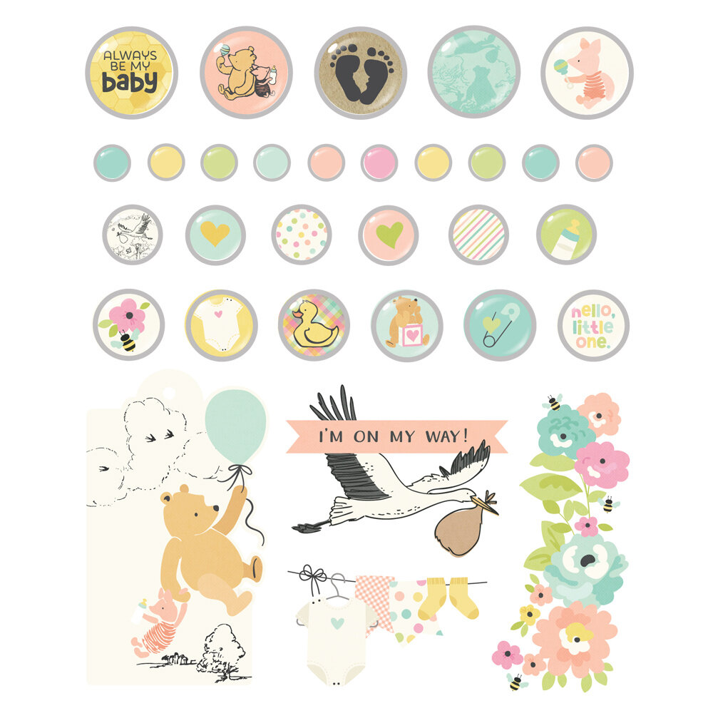 Simple Stories Say Cheese Classic Pooh Baby Decorative Brads (25832)