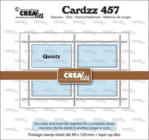 Crealies Cardzz Dies Postage Stamp Sheet Rectangle Quinty with 4 Rectangles (CLCZ457)