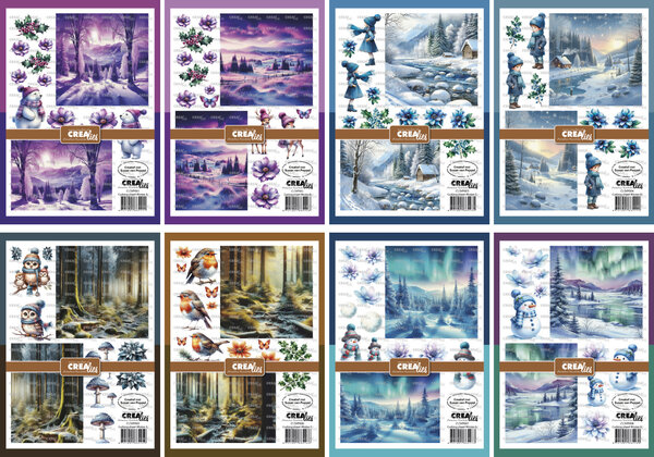 Crealies Cutting Sheets Papier Bundel Knipvellen Winter A-H (8pcs) (CLSVP901)