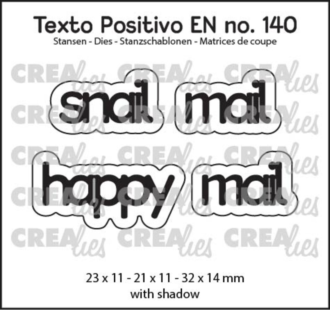 Crealies Texto Positivo Stansen English Snail Mail / Happy Mail (POSEN140)