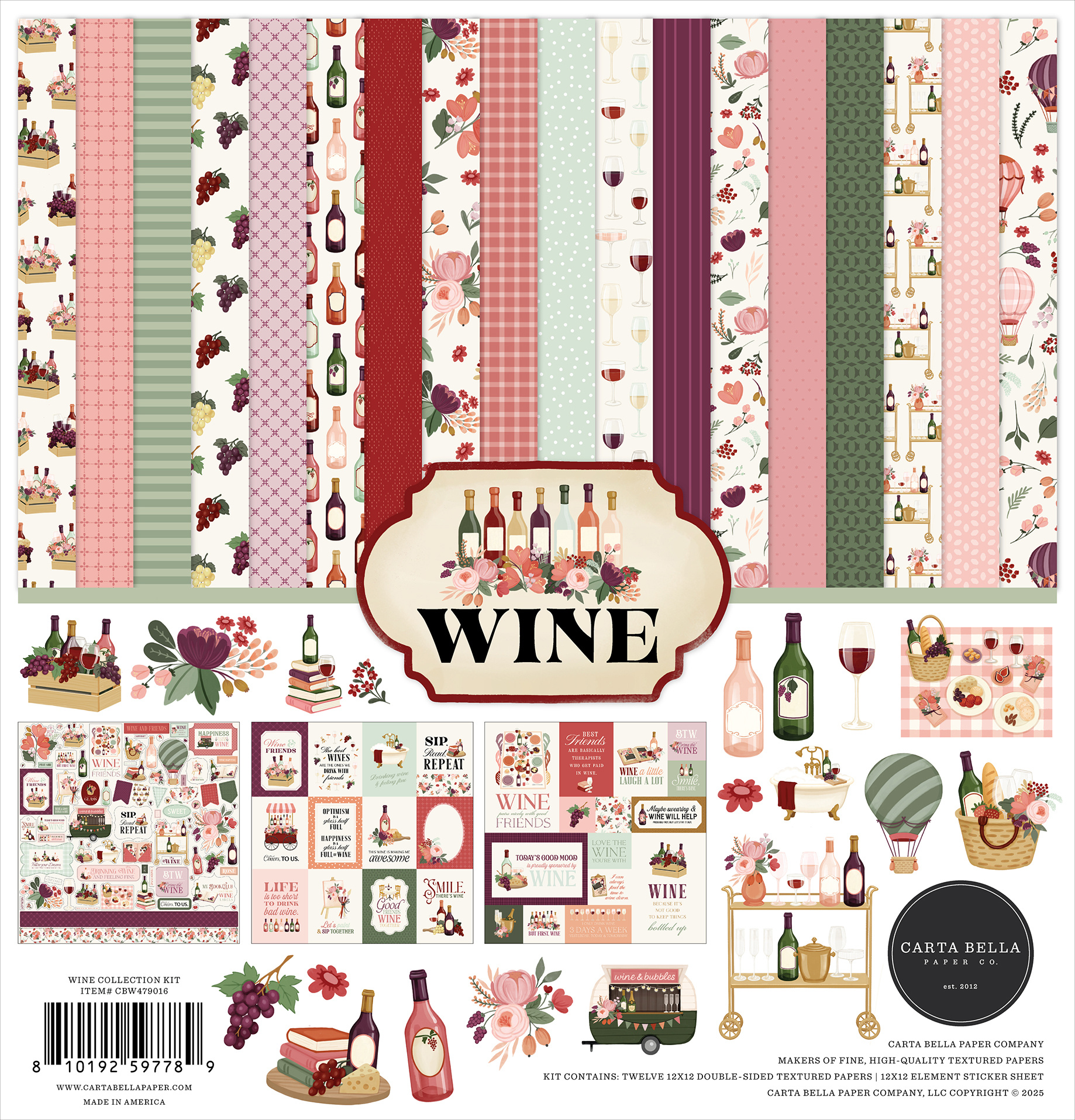 Wine 12x12 Inch Collection Kit (CBW479016) - Craftlines B.V.