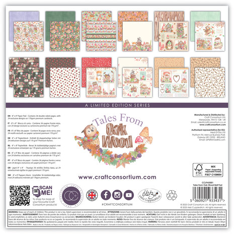 Craft Consortium Tales from Oak Wood 8x8 Inch Premium Paper Pad (CCLPAD001)