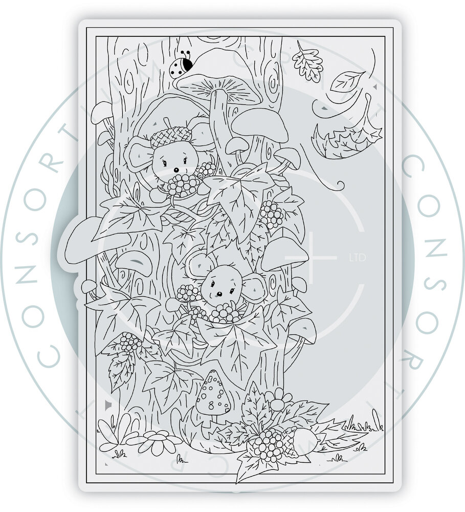 Craft Consortium Tales from Oak Wood A6 Photopolymer Stamp Set Mice Tree (CCLSTMP001)