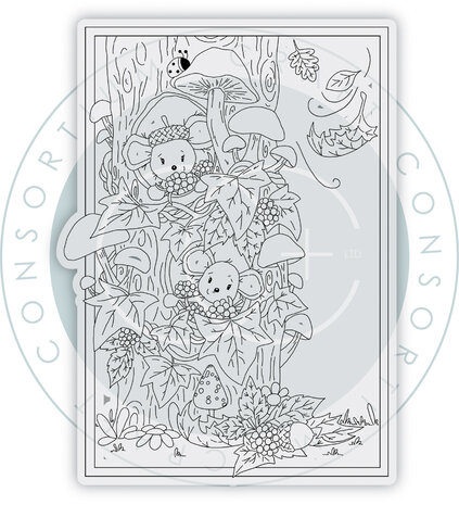 Craft Consortium Tales from Oak Wood A6 Photopolymer Stamp Set Mice Tree (CCLSTMP001)