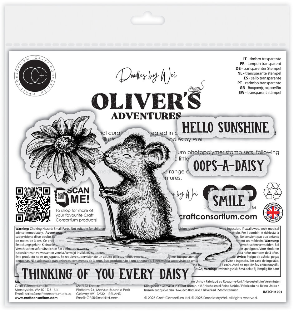 Craft Consortium Oliver's Adventures A6 Photopolymer Stamp Set Daisy (CCDWSTMP004)